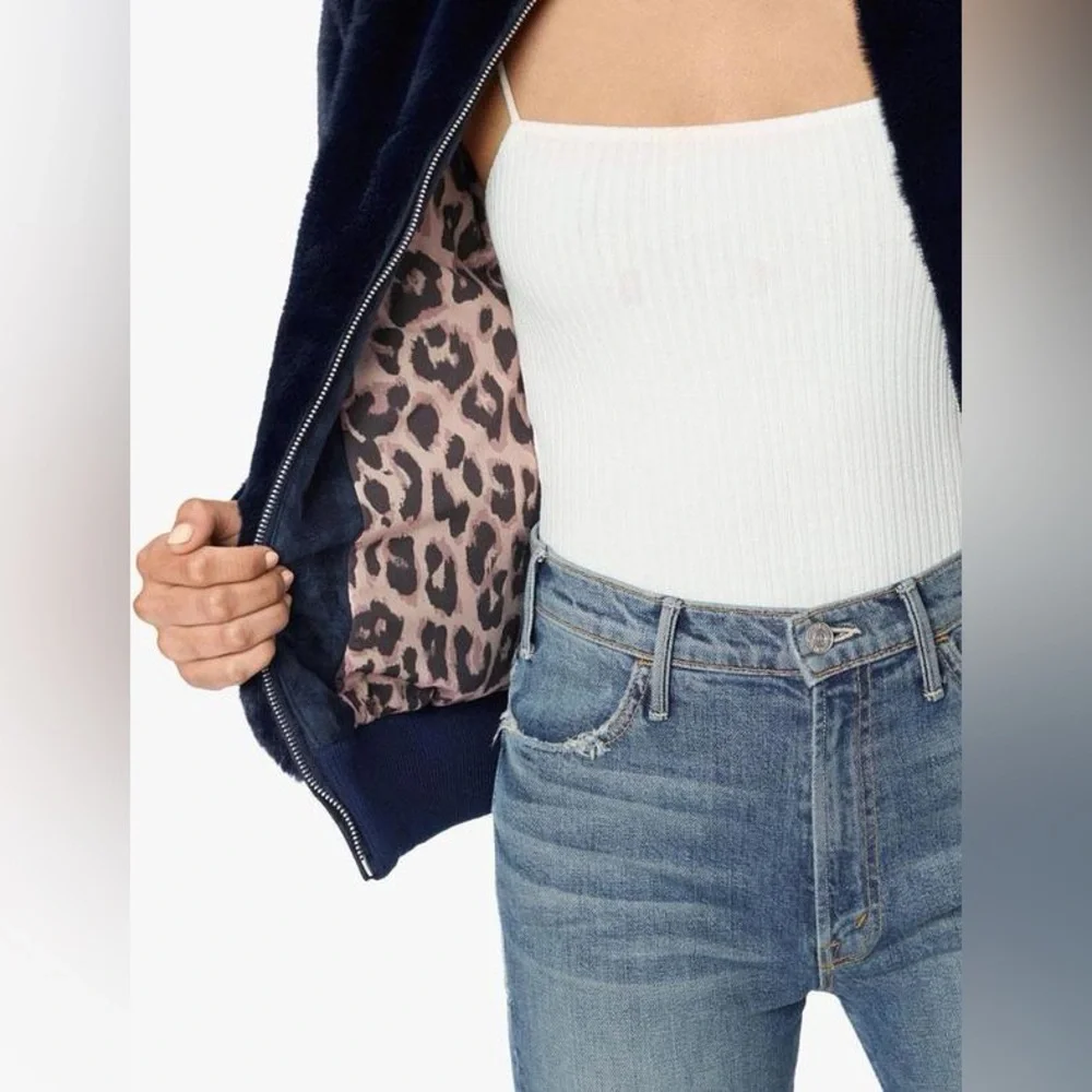 MOTHER The Letterman Faux Fur Bomber Jacket